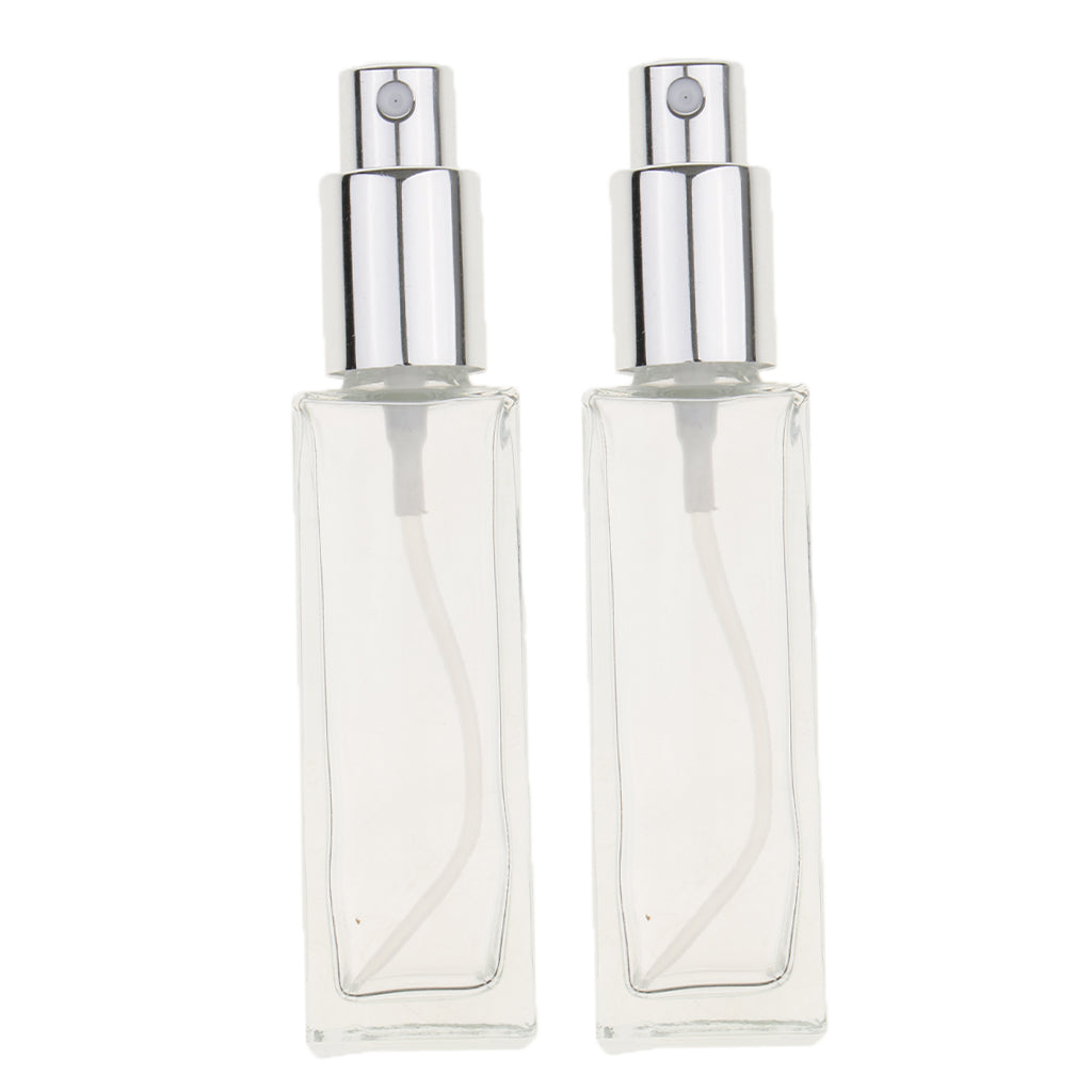 2Pcs 30ml Glass Perfume Empty Bottle Atomizer Pump Sprayer Refillable Travel Silver