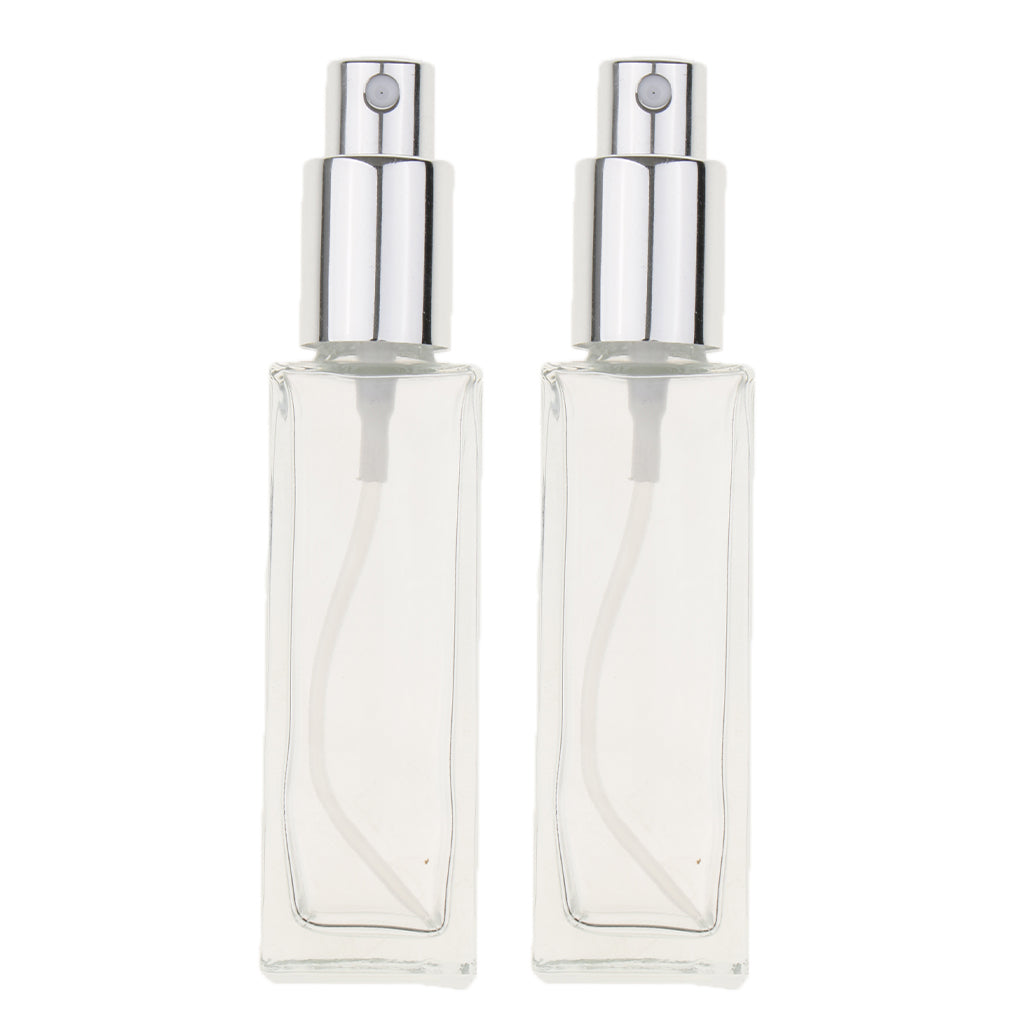 2Pcs 30ml Glass Perfume Empty Bottle Atomizer Pump Sprayer Refillable Travel Silver