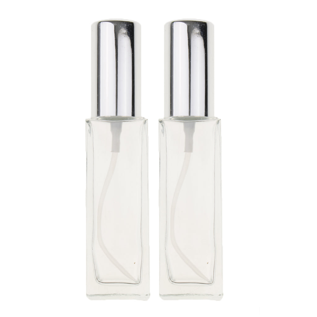 2Pcs 30ml Glass Perfume Empty Bottle Atomizer Pump Sprayer Refillable Travel Silver