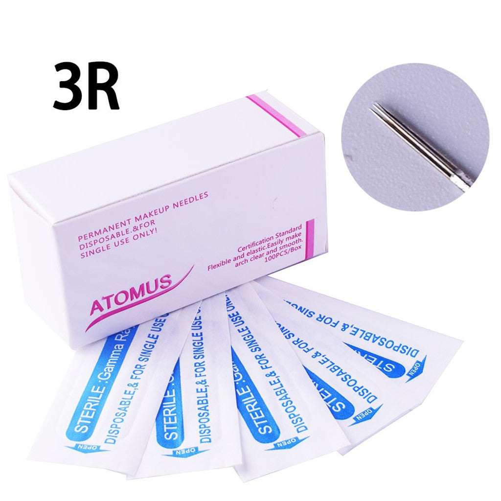 100 Pieces Microblading Permanent Makeup Needles For Tattoo Eyebrow Pen 3R