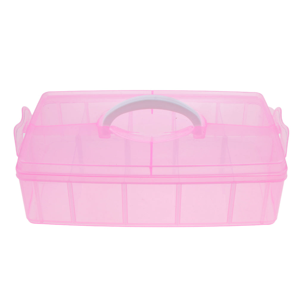 10 Grids Handheld Storage Box Case Home Organizer Earring Jewelry Container Pink