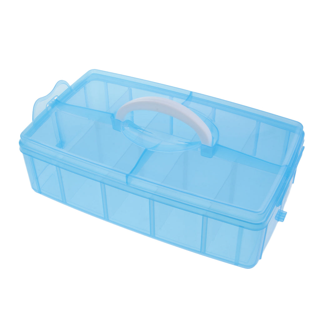 10 Grids Handheld Storage Box Case Home Organizer Earring Jewelry Container Blue