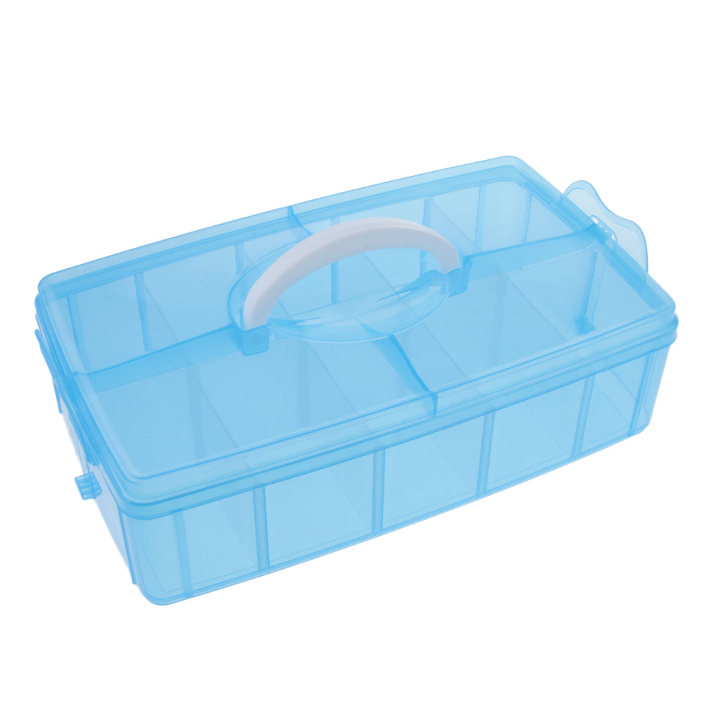 10 Grids Handheld Storage Box Case Home Organizer Earring Jewelry Container Blue