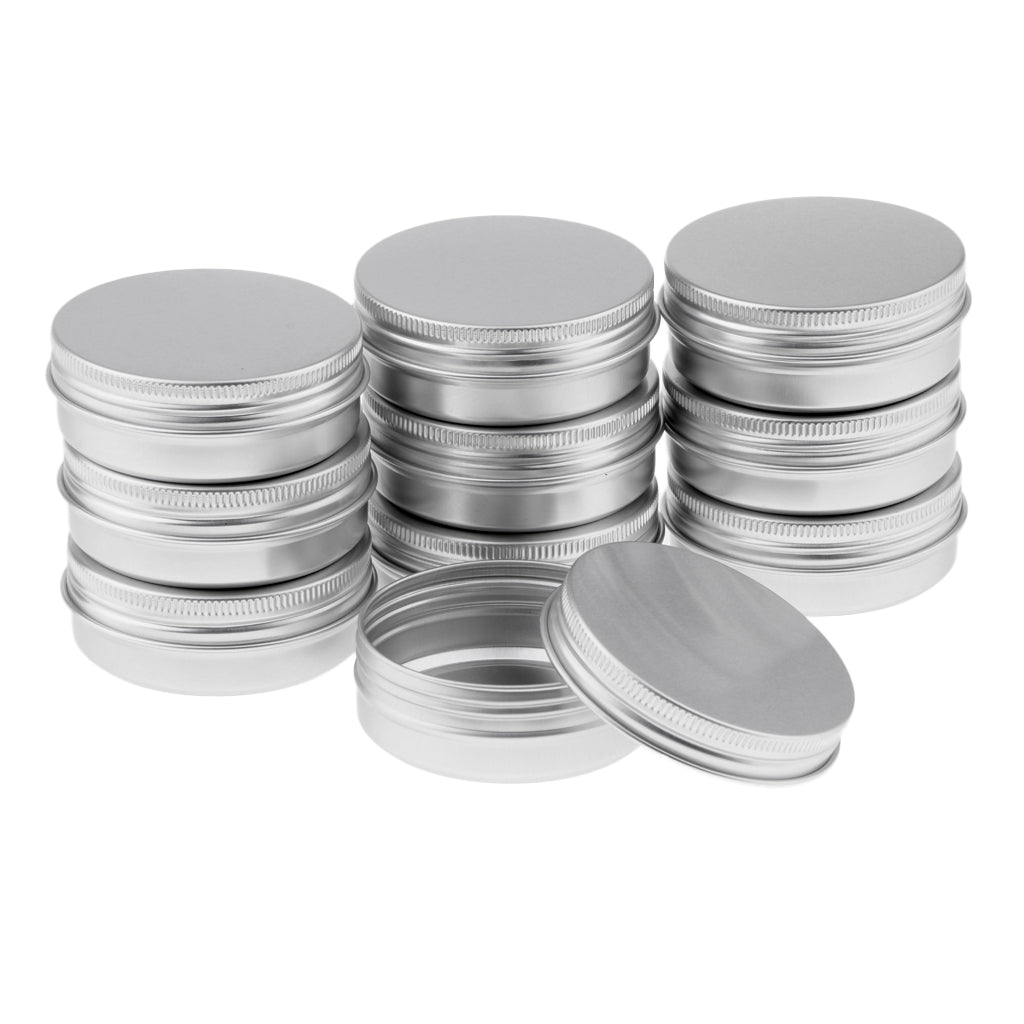 10x 60ml Round Aluminum Cosmetics Cream Empty Lip Balm Containers Jars Tin Silver