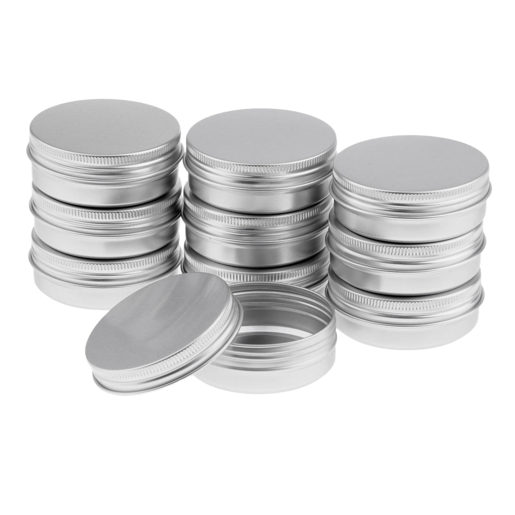 10x 60ml Round Aluminum Cosmetics Cream Empty Lip Balm Containers Jars Tin Silver