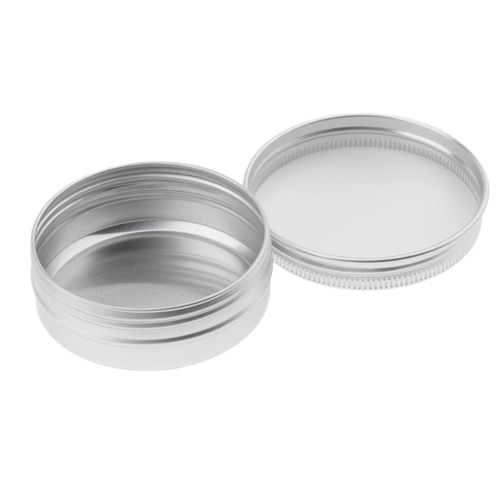 10x 60ml Round Aluminum Cosmetics Cream Empty Lip Balm Containers Jars Tin Silver