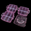 3 Tiers Large Plastic Storage Box Case Nail Art Craft Makeup Organizer & Lid Pink