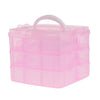 3 Tiers Large Plastic Storage Box Case Nail Art Craft Makeup Organizer & Lid Pink