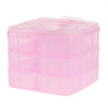 3 Tiers Large Plastic Storage Box Case Nail Art Craft Makeup Organizer & Lid Pink