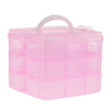 3 Tiers Large Plastic Storage Box Case Nail Art Craft Makeup Organizer & Lid Pink