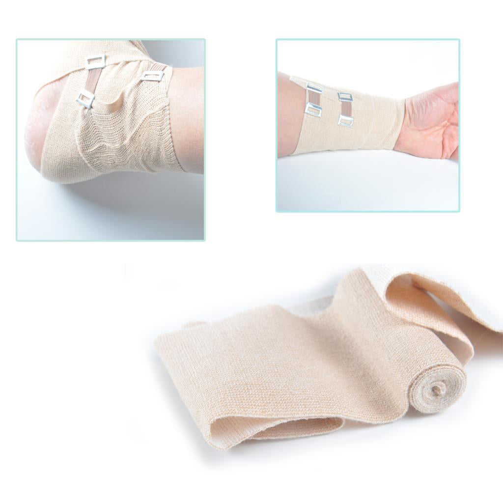 Elastic Bandage Sports Injury Protection Compression Wrap Brace Hook Closure 15cmx4.5m