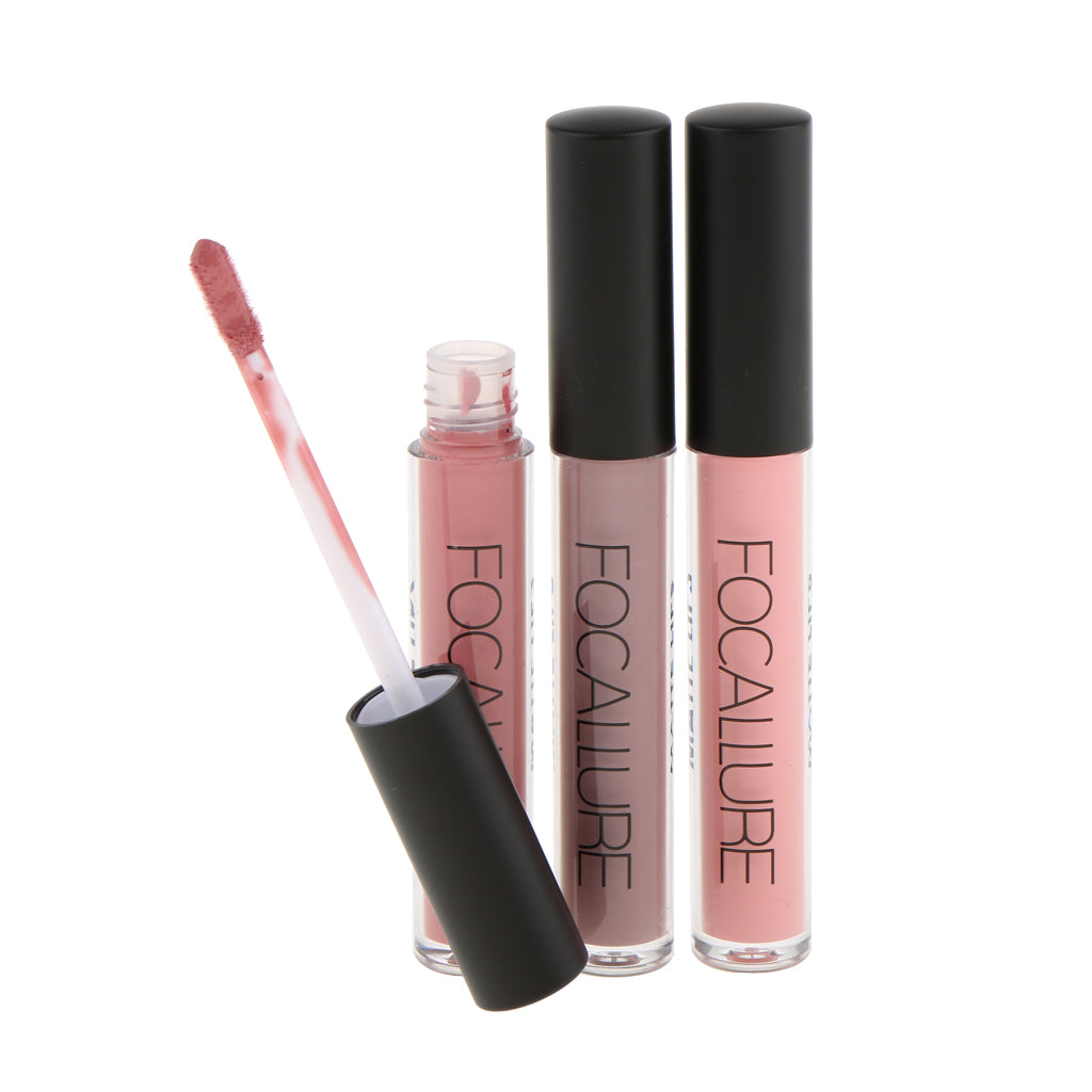 3 Colors Women Waterproof Velvet Matte Lip Gloss Liquid Lipstick Makeup Set