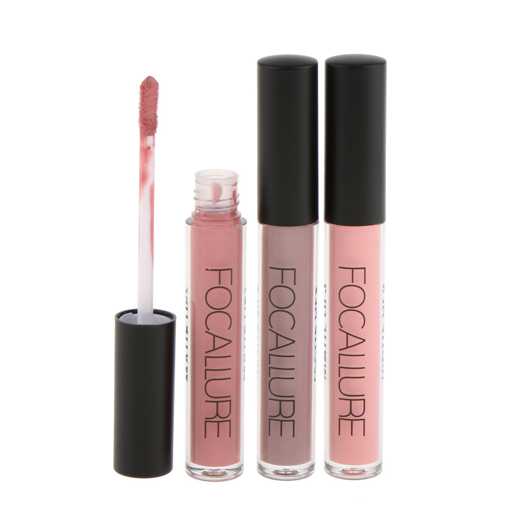 3 Colors Women Waterproof Velvet Matte Lip Gloss Liquid Lipstick Makeup Set