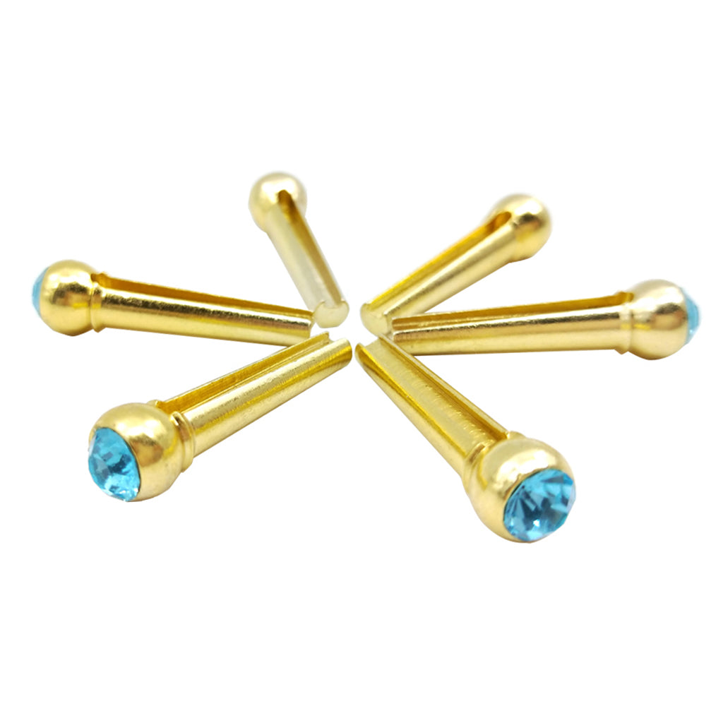 Set of 6 Bridge Pins for Acoustic Guitar Replacement Parts Blue