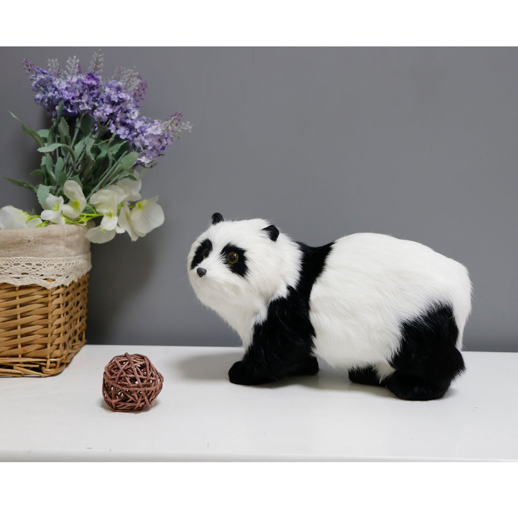 Plush Panda Figurine Statue Artificial Panda Miniatures Model Kids Toy