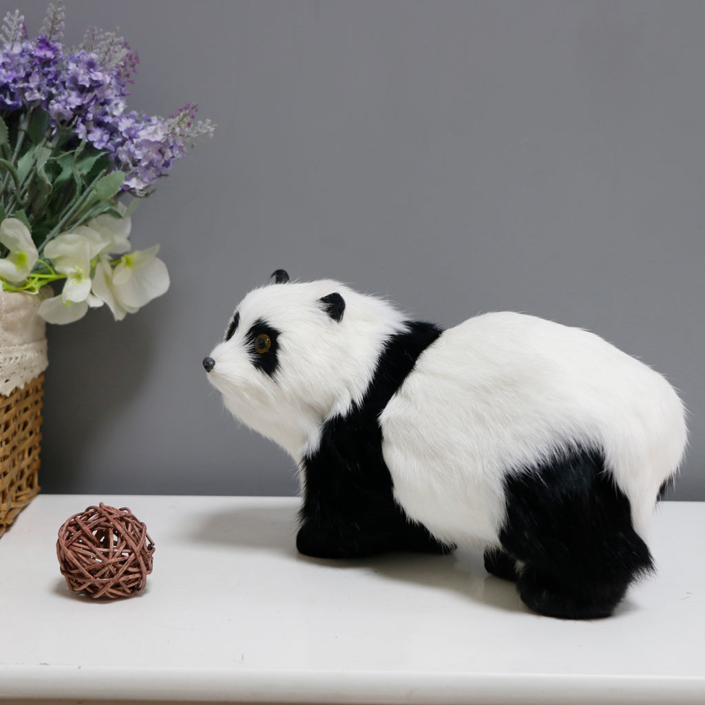 Plush Panda Figurine Statue Artificial Panda Miniatures Model Kids Toy