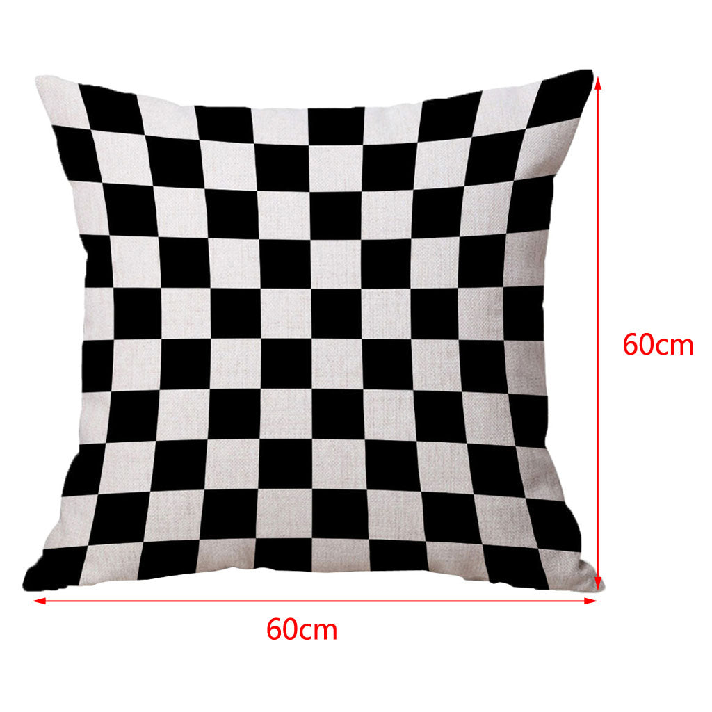 Square Cushion Cover for Soft Car Home Decor Black and white square 60x60cm