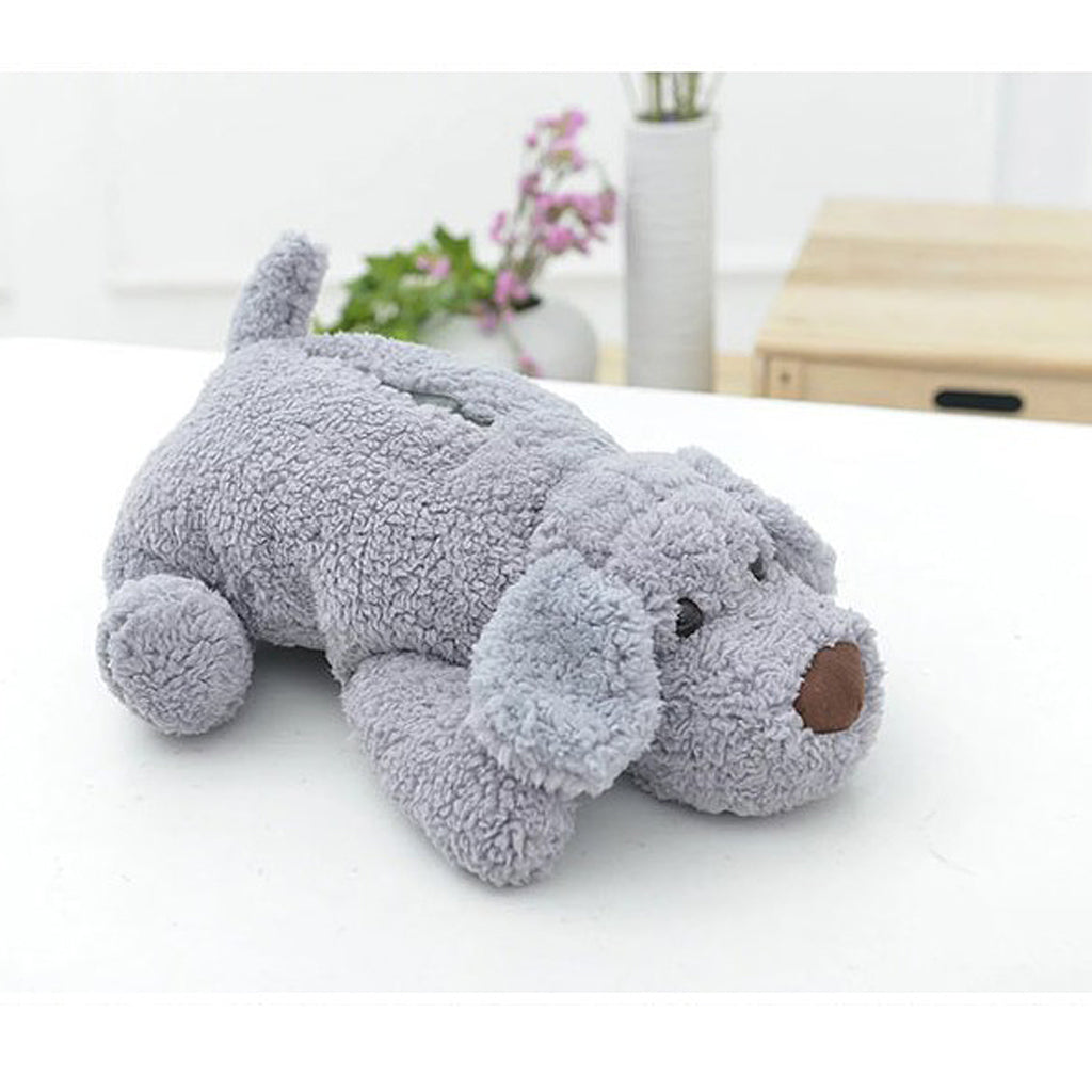 Plush Puppy Dog Tissue Box Cover Car Holder Organizer Home Decor Grey