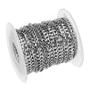 Stainless Steel Curb Chain Roll Silver Tone for Jewelry Making Crafts 4mm