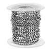 Stainless Steel Curb Chain Roll Silver Tone for Jewelry Making Crafts 4mm