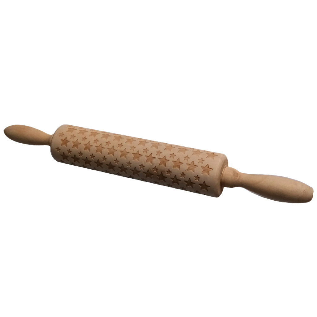 Christmas Wooden Rolling Pin Embossed Baking Cookies Biscuit Fondant Decor