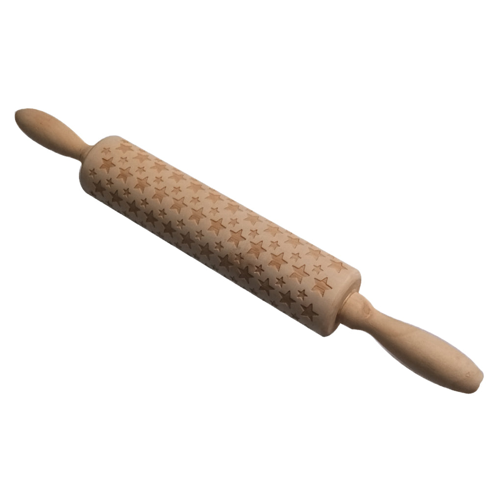 Christmas Wooden Rolling Pin Embossed Baking Cookies Biscuit Fondant Decor