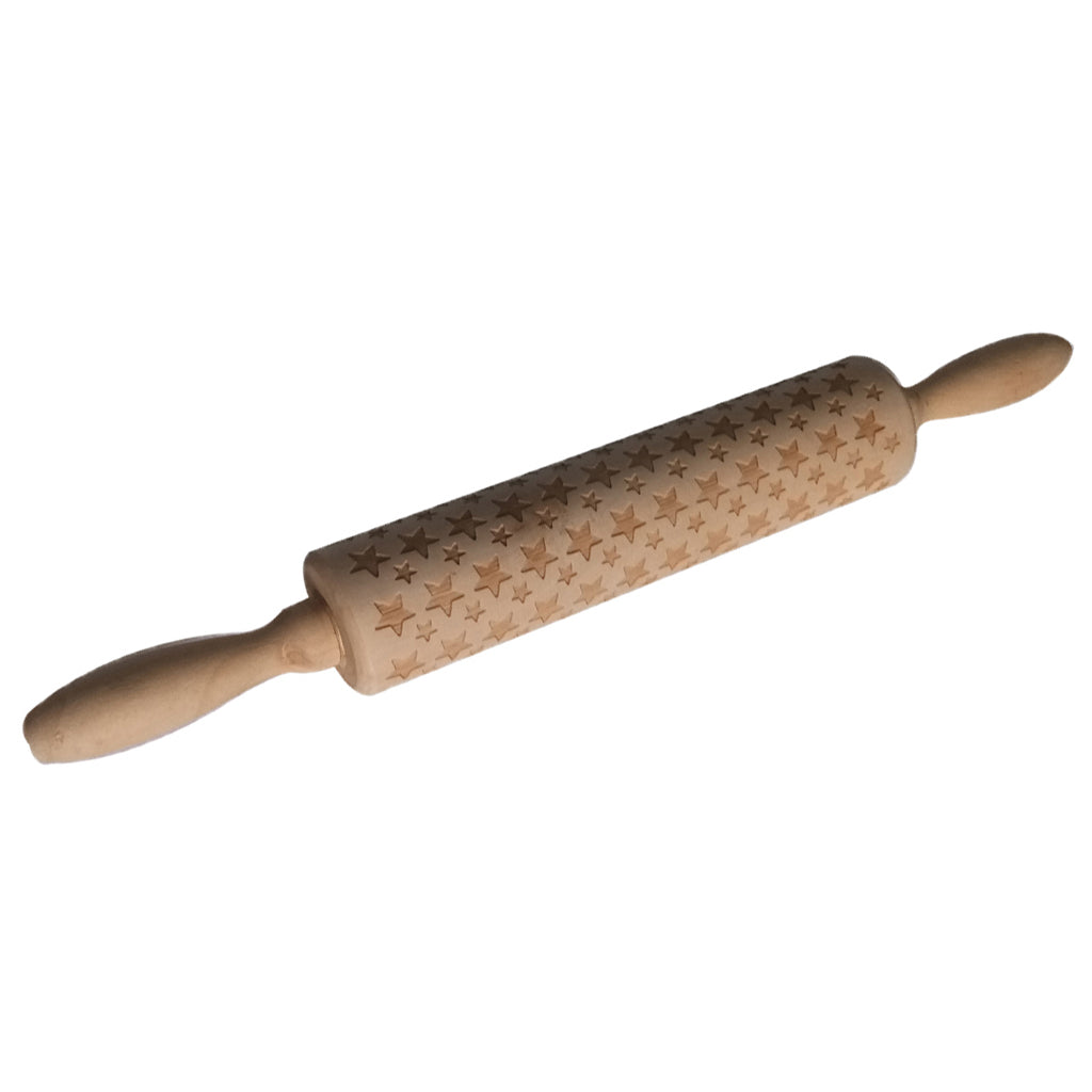 Christmas Wooden Rolling Pin Embossed Baking Cookies Biscuit Fondant Decor