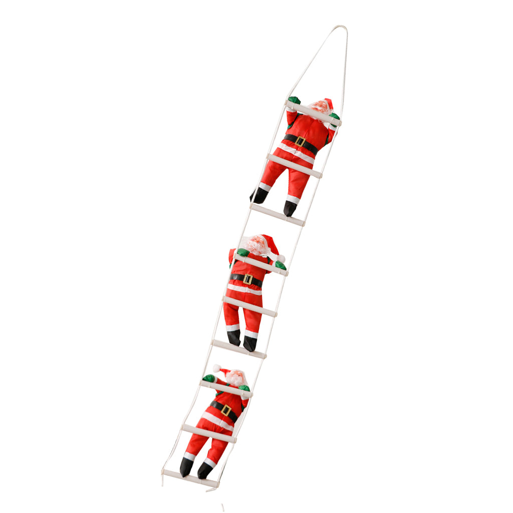 Christmas Santa Claus Climbing on Rope Ladder Xmas Tree Decor 3 Man 40cm