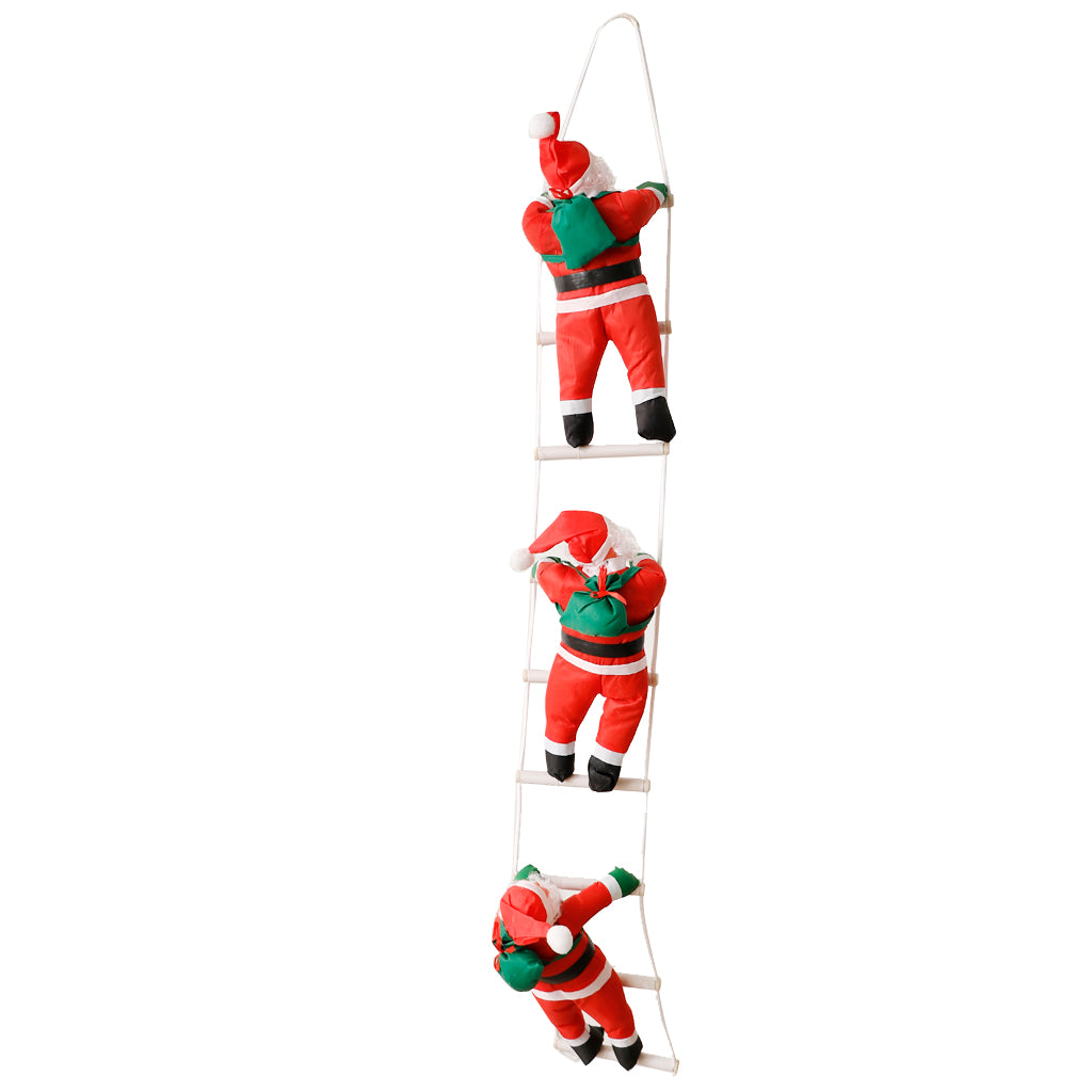 Christmas Santa Claus Climbing on Rope Ladder Xmas Tree Decor 3 Man 40cm