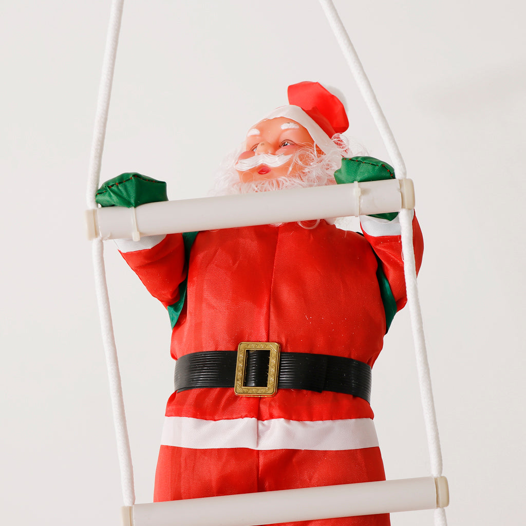 Christmas Santa Claus Climbing on Rope Ladder Xmas Tree Decor 3 Man 40cm