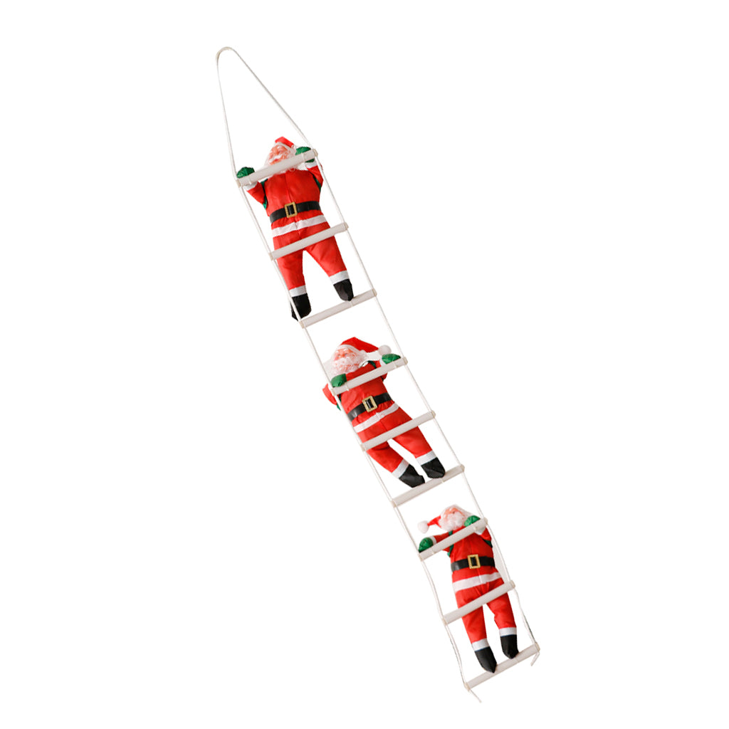 Christmas Santa Claus Climbing on Rope Ladder Xmas Tree Decor 3 Man 40cm