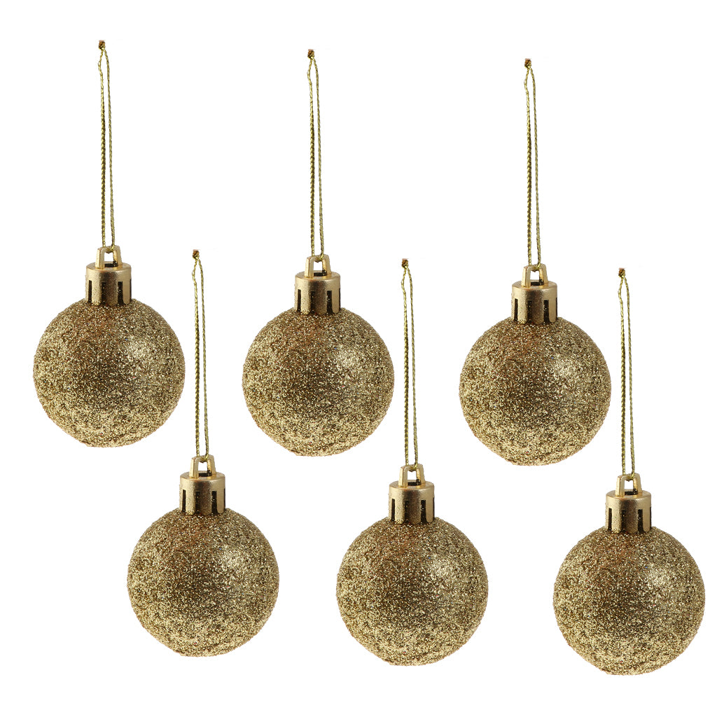 24pcs 6cm Christmas Balls Xmas Tree Ornaments Hanging Decorations Gold