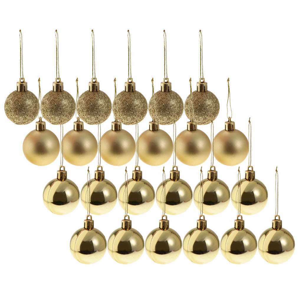 24pcs 6cm Christmas Balls Xmas Tree Ornaments Hanging Decorations Gold