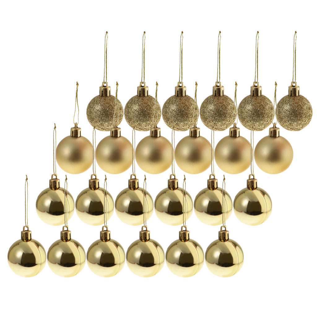 24pcs 6cm Christmas Balls Xmas Tree Ornaments Hanging Decorations Gold