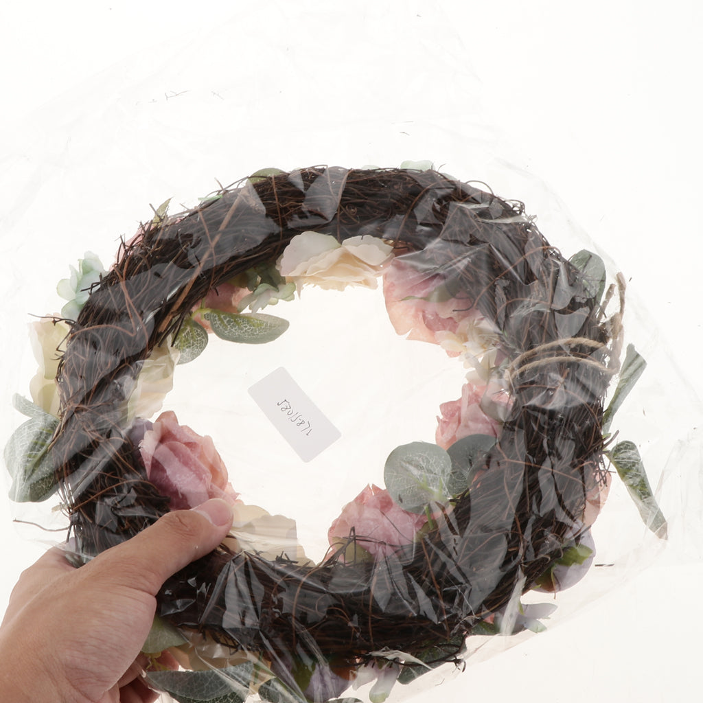 Artificial Silk Flower Leaves Door Wreath Garland Wedding Decorations Pink