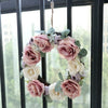 Artificial Silk Flower Leaves Door Wreath Garland Wedding Decorations Pink