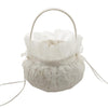 Beige Lace Flower Pearl Satin Ribbon Wedding Ceremony Flower Girl Basket