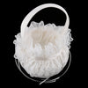 Beige Lace Flower Pearl Satin Ribbon Wedding Ceremony Flower Girl Basket