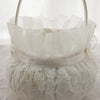 Beige Lace Flower Pearl Satin Ribbon Wedding Ceremony Flower Girl Basket