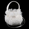 Beige Lace Flower Pearl Satin Ribbon Wedding Ceremony Flower Girl Basket