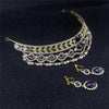 Wedding Diamante Rhinestone Baroque Tiara Crown Earrings Jewelry Set gold