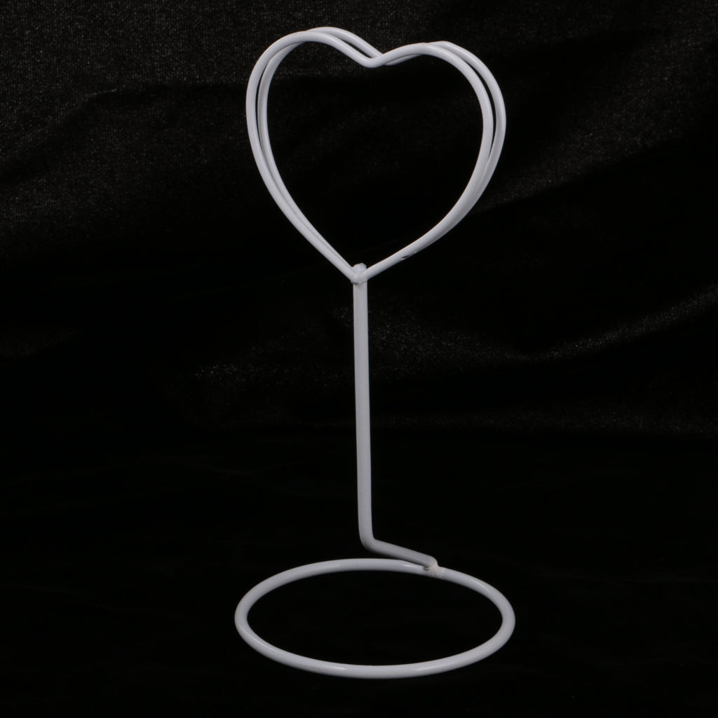 6 White Heart Place Name Card Holder Clip Wedding Table Number Decor L