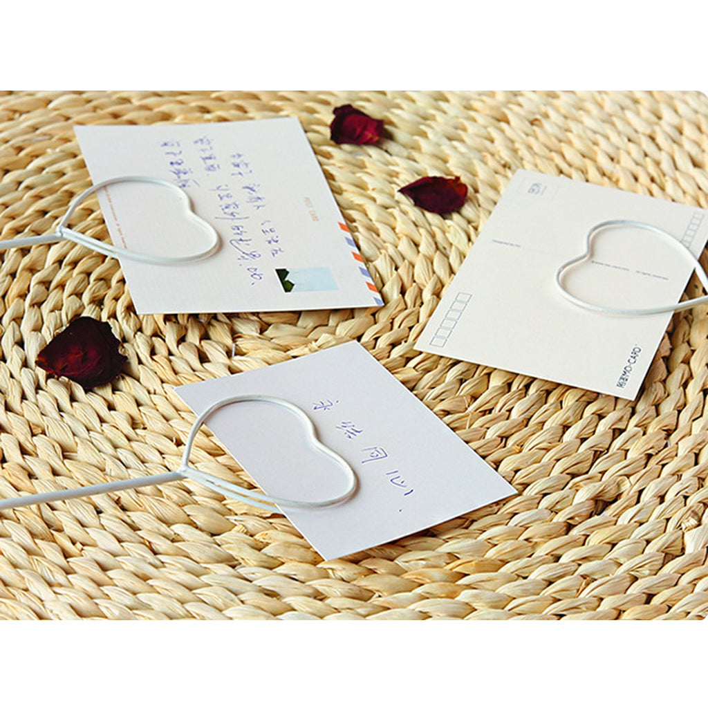 6 White Heart Place Name Card Holder Clip Wedding Table Number Decor L