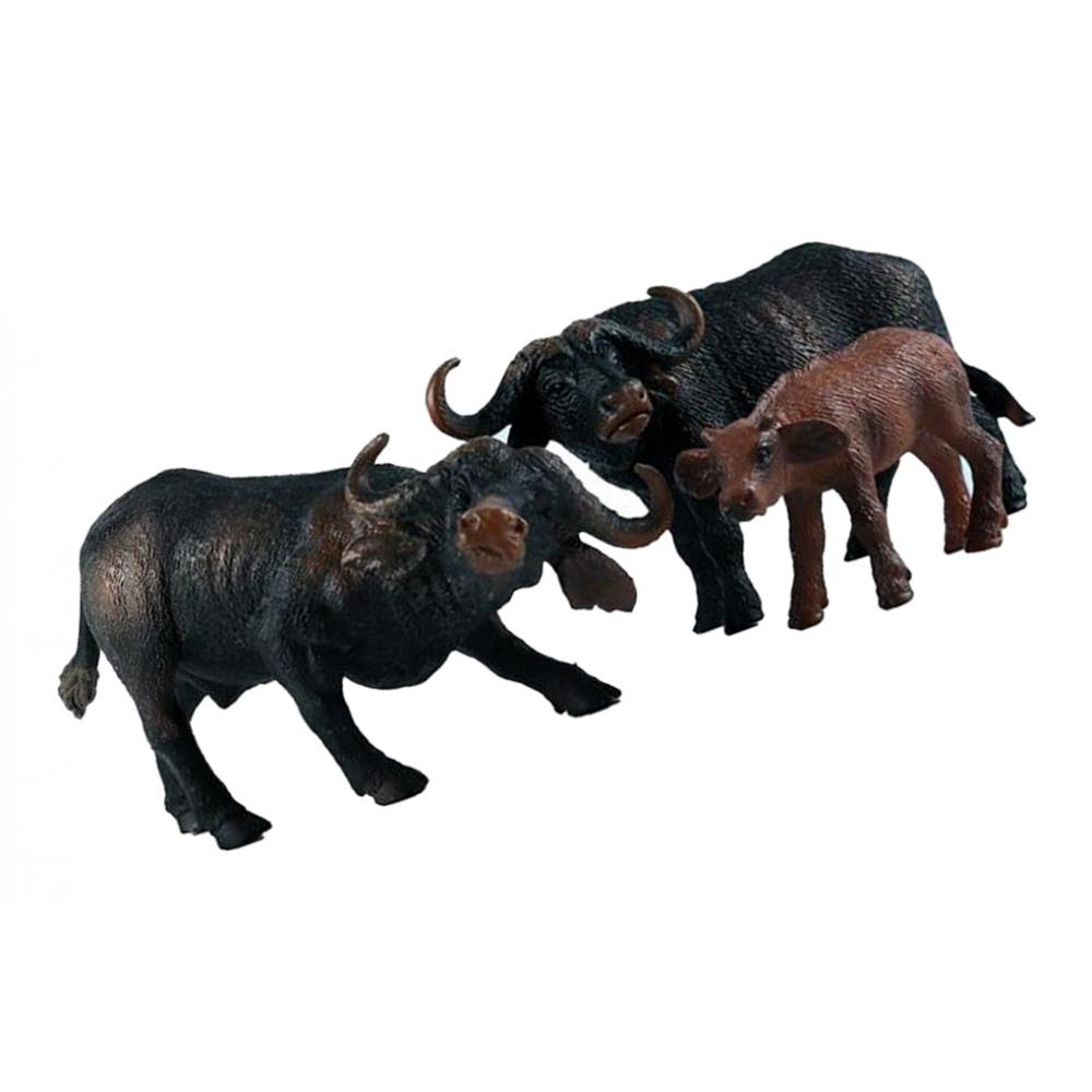 3pcs Buffalo Models Wildlife Animal Education Toy Collection Toys for Kids