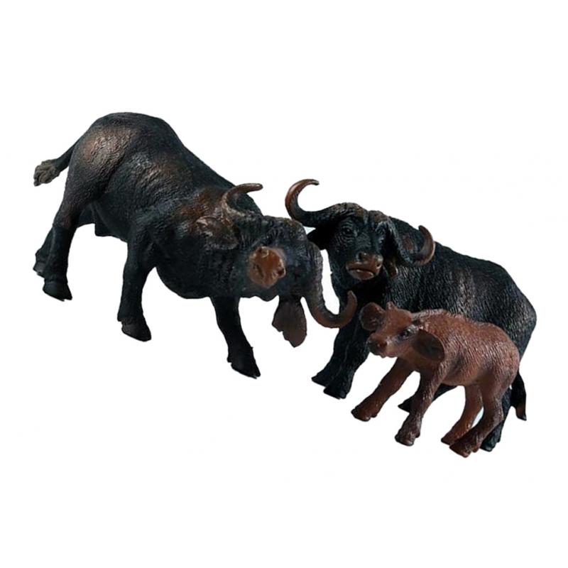 3pcs Buffalo Models Wildlife Animal Education Toy Collection Toys for Kids