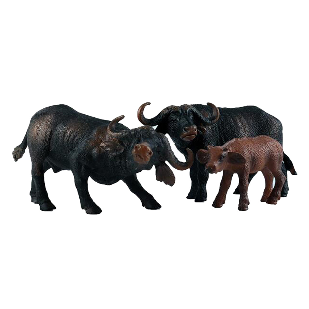 3pcs Buffalo Models Wildlife Animal Education Toy Collection Toys for Kids