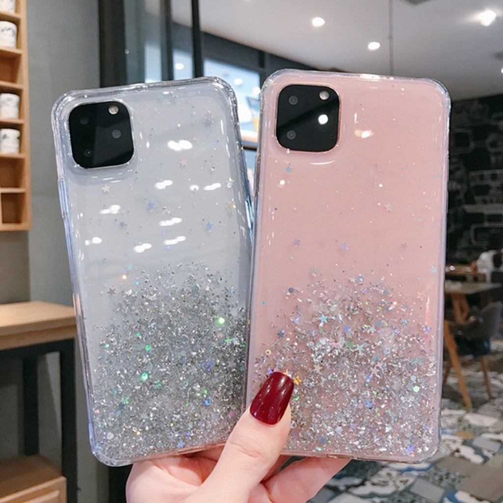 Luxury Bling Sequin Star Glitter Phone Case For iphone Pink iPhoneXR