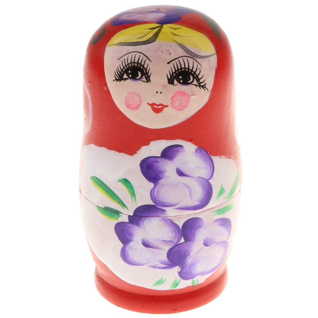 5PCS Russian Nesting Doll Babushka Matryoshka Dolls Hand Painted Red