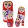 5PCS Russian Nesting Doll Babushka Matryoshka Dolls Hand Painted Red