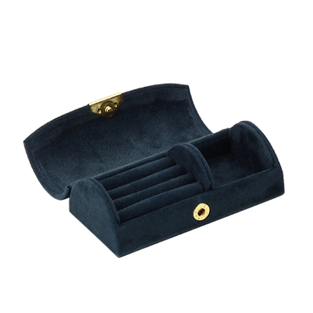 Velvet Jewelry Box Necklace Bracelet Organizer Box Showcase Holder Dark Blue